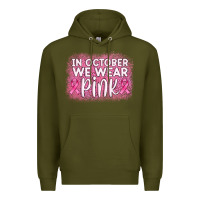 Army Green in october we wear pink leopard glitter Premium Hoodie - AdoDesignShop