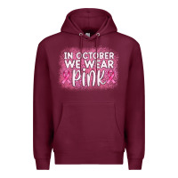 Burgundy in october we wear pink leopard glitter Premium Hoodie - AdoDesignShop
