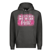 Charcoal Heather in october we wear pink leopard glitter Premium Hoodie - AdoDesignShop