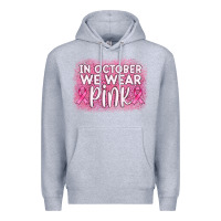 Heather Grey in october we wear pink leopard glitter Premium Hoodie - AdoDesignShop