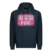 Navy in october we wear pink leopard glitter Premium Hoodie - AdoDesignShop
