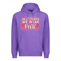 Purple in october we wear pink leopard glitter Premium Hoodie - AdoDesignShop