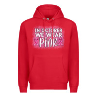 Red in october we wear pink leopard glitter Premium Hoodie - AdoDesignShop