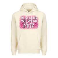 Tofu in october we wear pink leopard glitter Premium Hoodie - AdoDesignShop