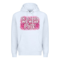 White in october we wear pink leopard glitter Premium Hoodie - AdoDesignShop