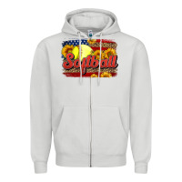 Dove Grey Western American Flag Softball Zipper Hoodie - LillyAllenDesigns