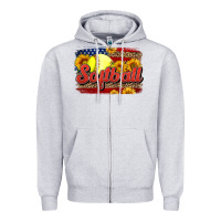 Heather Grey Western American Flag Softball Zipper Hoodie - LillyAllenDesigns