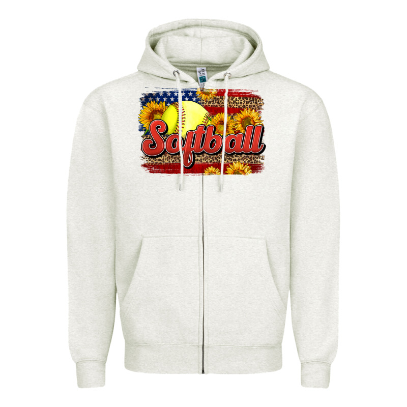 Western American Flag Softball Zipper Hoodie by LillyAllenDesigns | Teevron