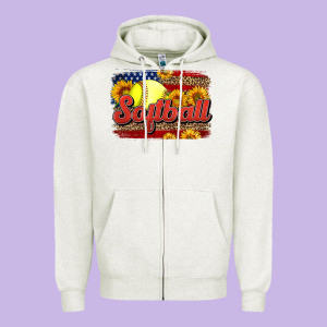 Western American Flag Softball Zipper Hoodie Designed By Lillyallendesigns
