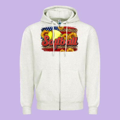 Western American Flag Softball Zipper Hoodie Designed By Lillyallendesigns