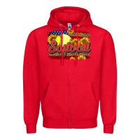 Red Western American Flag Softball Zipper Hoodie - LillyAllenDesigns