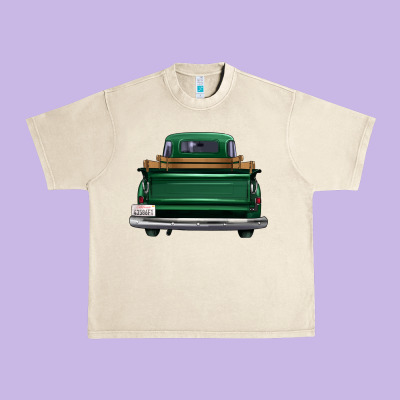 Western Green Truck Back View Urban Heavy Tee Designed By Fadigitalartstudio