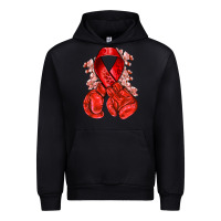 Black Red ribbon with boxing gloves Urban Hoodie - NancyCooperArtShop