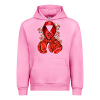 Fuchsia Pink Red ribbon with boxing gloves Urban Hoodie - NancyCooperArtShop