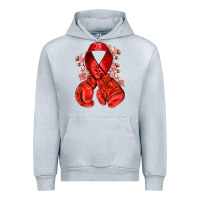 Heather Grey Red ribbon with boxing gloves Urban Hoodie - NancyCooperArtShop