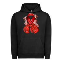 Pigment Black Red ribbon with boxing gloves Urban Hoodie - NancyCooperArtShop