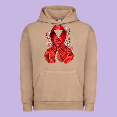Red Ribbon With Boxing Gloves Urban Hoodie Designed By Nancycooperartshop