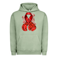 Pigment Oil Green Red ribbon with boxing gloves Urban Hoodie - NancyCooperArtShop