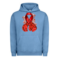 Pigment Pebble Blue Red ribbon with boxing gloves Urban Hoodie - NancyCooperArtShop