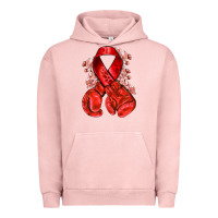 Pigment Salmon Red ribbon with boxing gloves Urban Hoodie - NancyCooperArtShop
