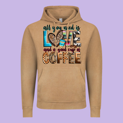 All You Need Is Love And A Good Cup Of Coffee Vintage Hoodie Designed By Zillion Design Studio