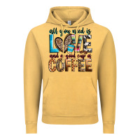 Vintage Mustard all you need is love and a good cup of coffee Vintage Hoodie - Zillion Design Studio