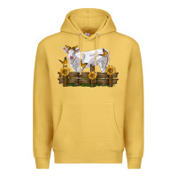 Antique Gold charolais calf with sunflowers Premium Hoodie - LillyAllenDesigns
