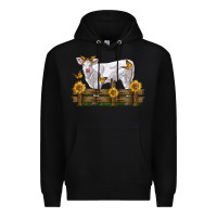 Black charolais calf with sunflowers Premium Hoodie - LillyAllenDesigns