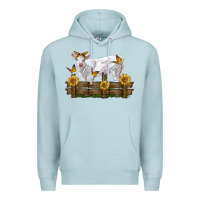 Blue Mist charolais calf with sunflowers Premium Hoodie - LillyAllenDesigns