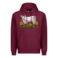 Burgundy charolais calf with sunflowers Premium Hoodie - LillyAllenDesigns