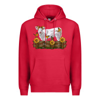 Cardinal charolais calf with sunflowers Premium Hoodie - LillyAllenDesigns