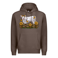 Coffee charolais calf with sunflowers Premium Hoodie - LillyAllenDesigns