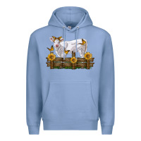 Colony Blue charolais calf with sunflowers Premium Hoodie - LillyAllenDesigns