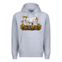 Heather Grey charolais calf with sunflowers Premium Hoodie - LillyAllenDesigns