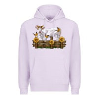 Lilac charolais calf with sunflowers Premium Hoodie - LillyAllenDesigns