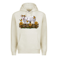 Oatmeal Heather charolais calf with sunflowers Premium Hoodie - LillyAllenDesigns