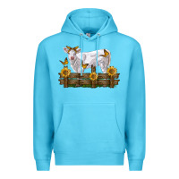Ocean Blue charolais calf with sunflowers Premium Hoodie - LillyAllenDesigns
