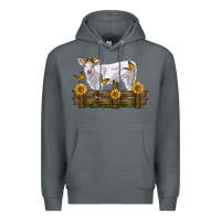 Rock charolais calf with sunflowers Premium Hoodie - LillyAllenDesigns