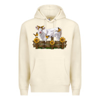 Sandshell charolais calf with sunflowers Premium Hoodie - LillyAllenDesigns