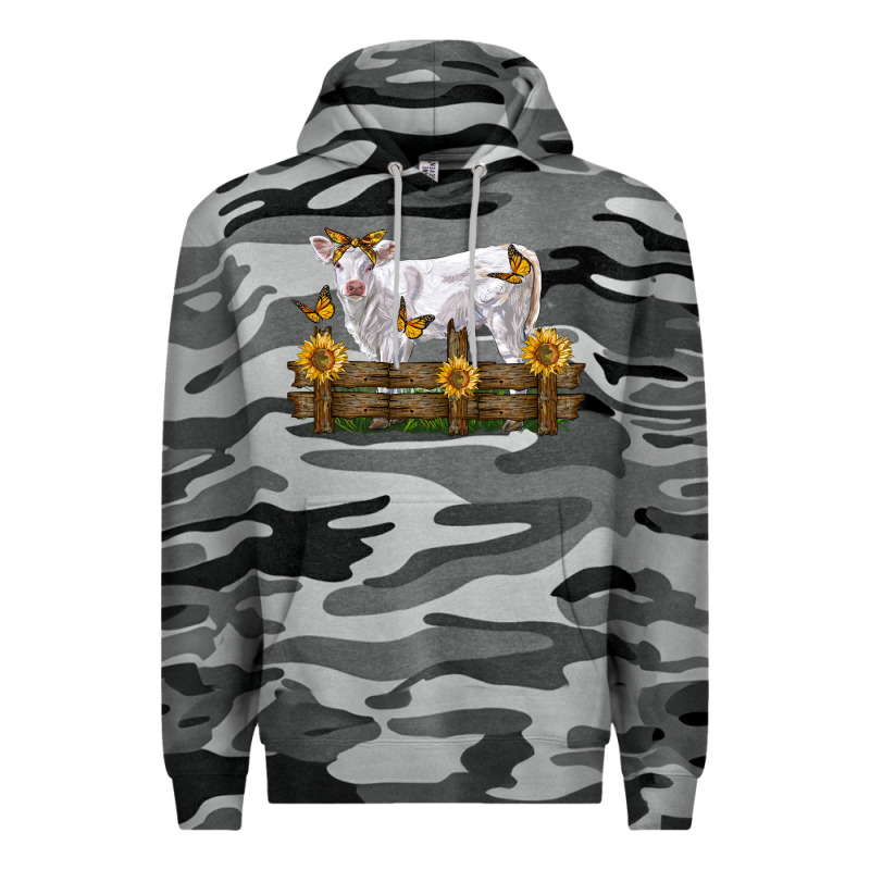 Charolais Calf With Sunflowers Premium Hoodie by LillyAllenDesigns | Teevron