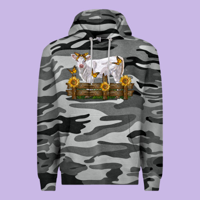 Charolais Calf With Sunflowers Premium Hoodie Designed By Lillyallendesigns