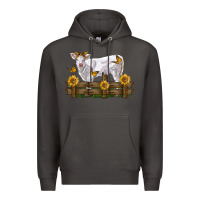 Smoke charolais calf with sunflowers Premium Hoodie - LillyAllenDesigns