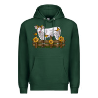 Sports Green charolais calf with sunflowers Premium Hoodie - LillyAllenDesigns