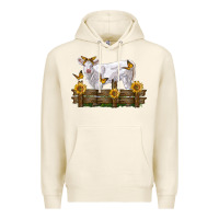 Tofu charolais calf with sunflowers Premium Hoodie - LillyAllenDesigns