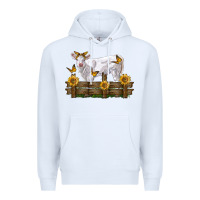 White charolais calf with sunflowers Premium Hoodie - LillyAllenDesigns