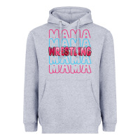 Heather Grey wrestling mama Heavyweight Hoodie - MaliasSmallBusiness