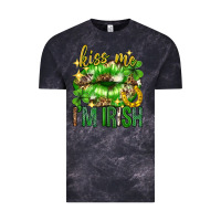 Cloud Black Kiss me im irish st.patricks day lips st.patricks Vintage Tee - Neo Western