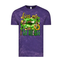 Cloud Purple Kiss me im irish st.patricks day lips st.patricks Vintage Tee - Neo Western
