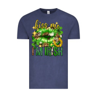 Vintage Denim Kiss me im irish st.patricks day lips st.patricks Vintage Tee - Neo Western