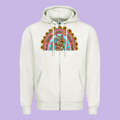 Western Easter Rainbow Zipper Hoodie Designed By Jasminsmagicworld